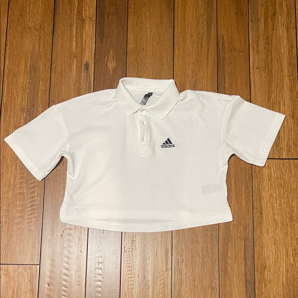 Adidas White‎ Crop Top Polo